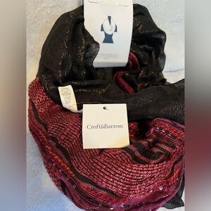 Croft & Barrow Elegant Black and Red Scarf